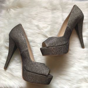 COLIN STUART Glittery Open Toe Heels